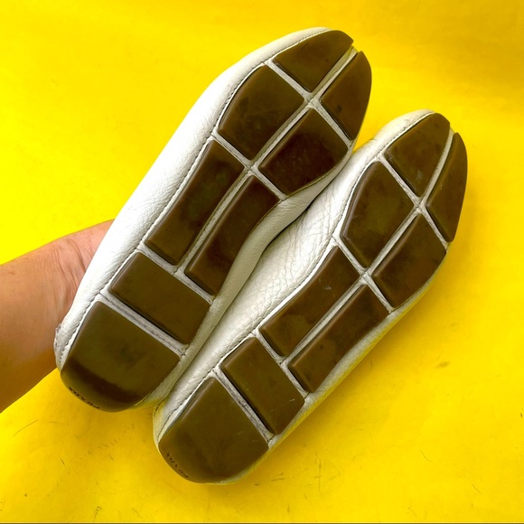 White/gold Prada pebbled leather shoes - Picture 12 of 16